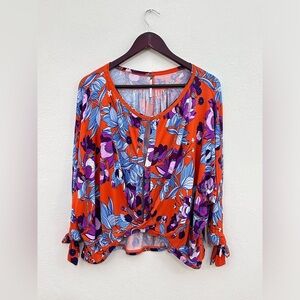 Free People Floral Blouse in Orange